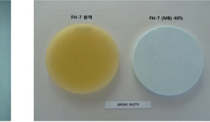 Figure 1. Epoxy putty (FH-7) experiment specimen.  과 같으며, 제품명은 FH-7 (Fast Hardening 7)이라 칭한다