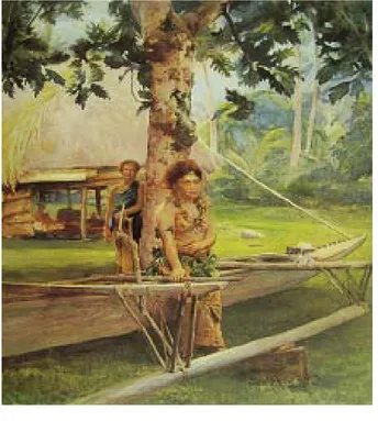 그림  33.  존  라  화지,  「사모아  화갈로아  만의  타우포에서                        본  파세의  초상,  1890년경