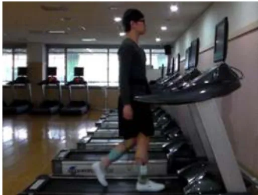 Figure  1.  Low-dye taping. Figure  2.  Treadmill walking activity.