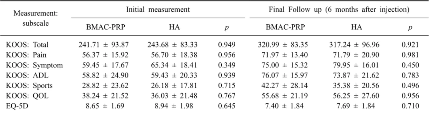 Table 4. Within-Group Difference in Patient-Reported Outcome Scores Across All Time Points Among the HA Group