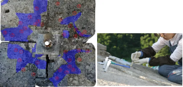 Figure 12. The range of opening pores for the 3rd storied roof underpining stone and filling point.