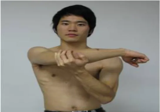 Table 2. Range of horizontal adduction at pre- and post-intervention (N=32)Figure 3. Cross-body stretch