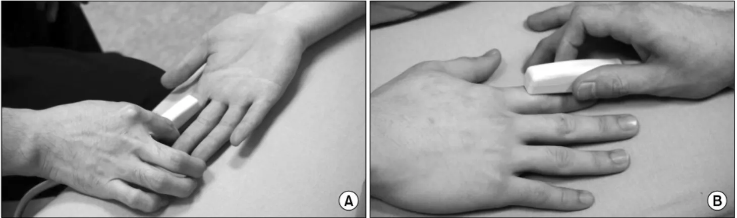 Fig.  4.  Patient  and  probe  position  for  scanning  hip  joint  effusion. 