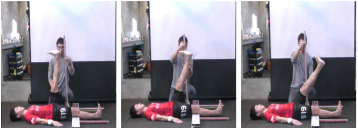 Figure 10. Active Straight Leg Raise(3 points, 2 points, 1 point from left) (6) Trunk Stability Push Up