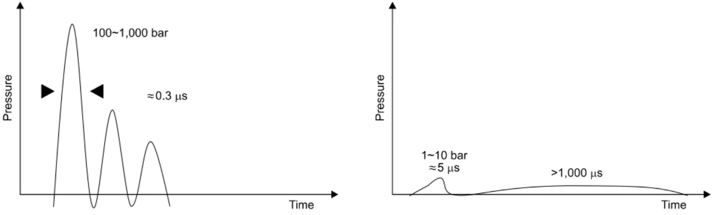 Fig.  5.  The  difference  of  physical  characteristic  between  focused  type  and  radial  type  in  extracorporeal  shock  wave