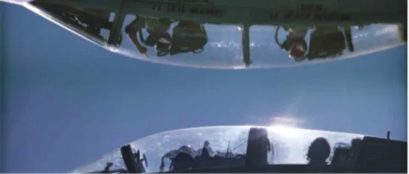 Fig. 2. A fighter jet reflected in a building in R2B:Return  to Base,