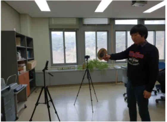 Fig. 7. Table tennis forehand stroke experiment using  mobile IoT device.