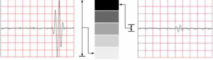 Fig. 4. Gray level matching according to echo signal reflected at the welding point. 