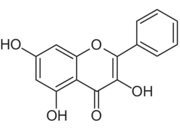 Figure 1. Chemical structure of galangin (3,5,7-trihydroxyflavone, IUPAC Name: 3,5,7-trihydroxy- 3,5,7-trihydroxy-2-phenylchromen-4-one).
