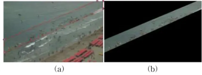 Fig. 3. Setting ROI and result images. (a) The setting  atypical ROI image, (b) The result image of ROI.