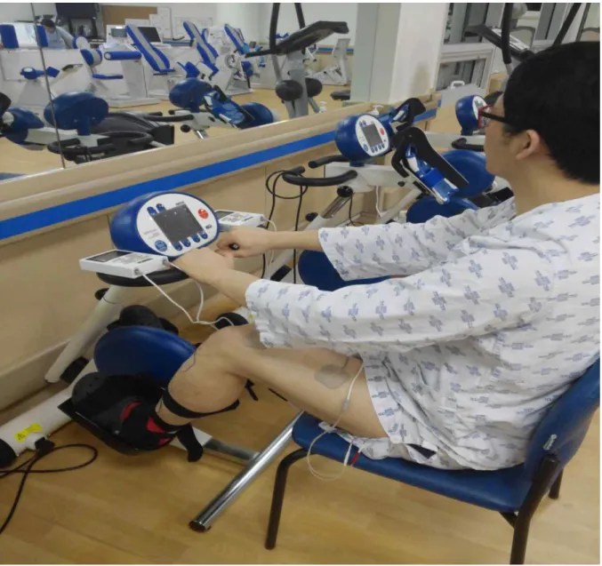 Figure 2. FES electrodes were applied to the paretic quadriceps, tibialis anterior, hamstring  and gluteus maximus   