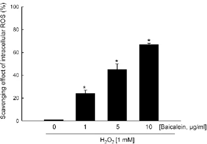 Figure  10.  Effects  of  baicalein  in  a  dose  dependent  manner  on  the  scavenging  activity 