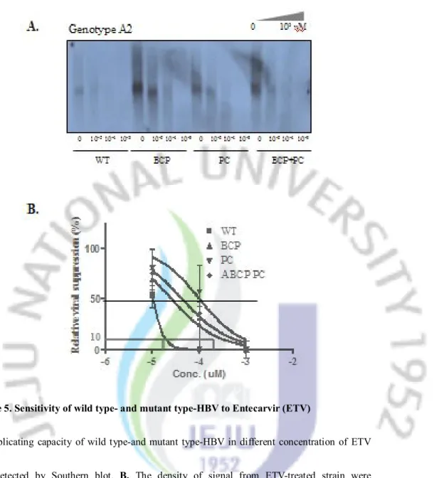 Figure 5. Sensitivity of wild type- and mutant type-HBV to Entecarvir (ETV) 
