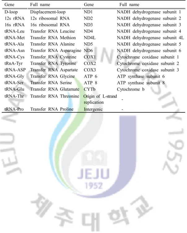 Tabel  3.  Genes  and  Full  name  in  mtDNA
