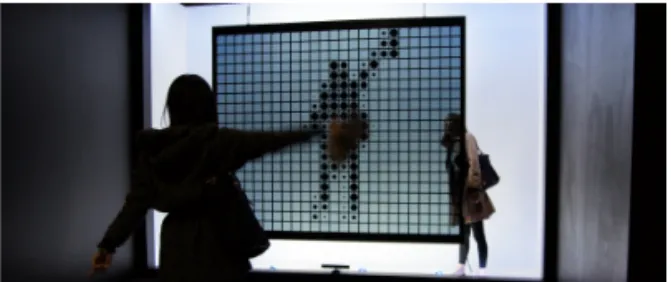 Fig. 3. Interactive media art using kinect for motion capture. (a) In Order to Control, Nota Bene, 2011, (b) Soma  Mapping, Jia-Hua Zhan, 2011.