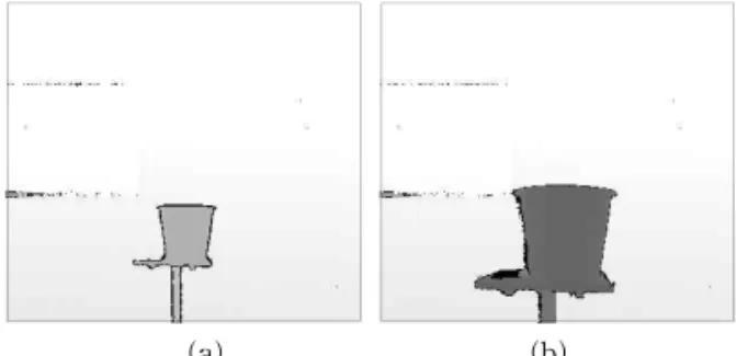 Fig. 8. Depth pictures for box object: (a) Current picture  and (b) Reference picture.