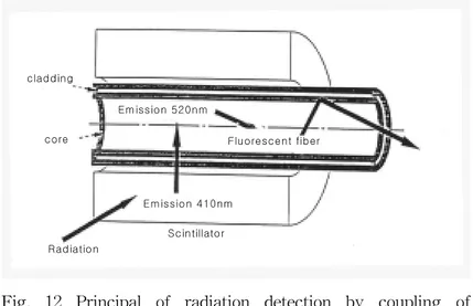 Fig.  12  Principal  of  radiation  detection  by  coupling  of                              scintillator  with  fluorescent  optical  fiber.