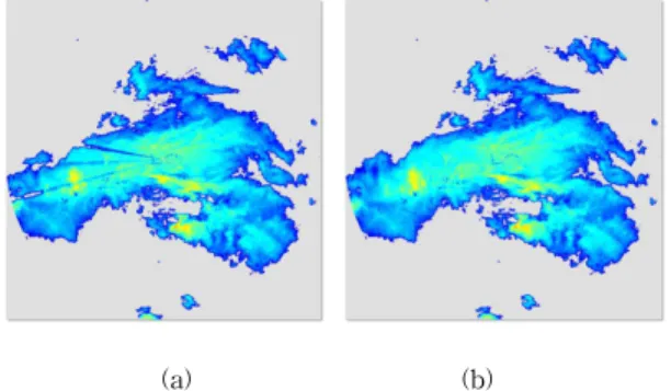 Fig. 6. Result of Reflectivity image retrieval using pro- pro-posed method of X-band radar data