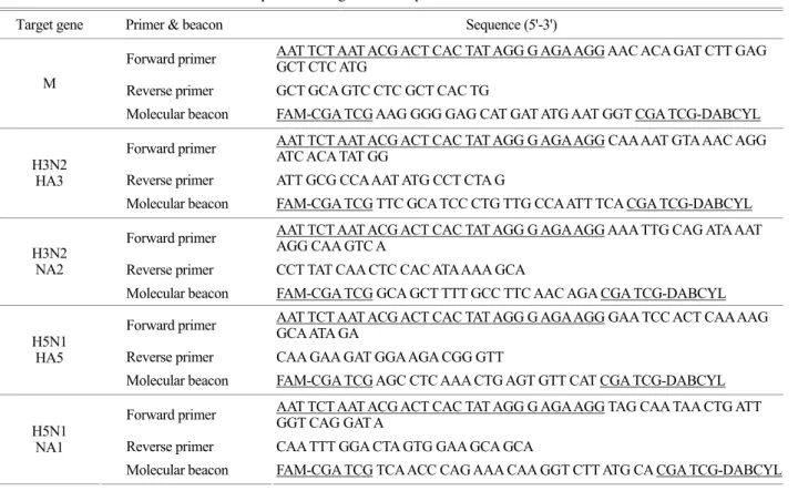 Table 1. Sequences of  oligonucleotide primers and molecular beacons 