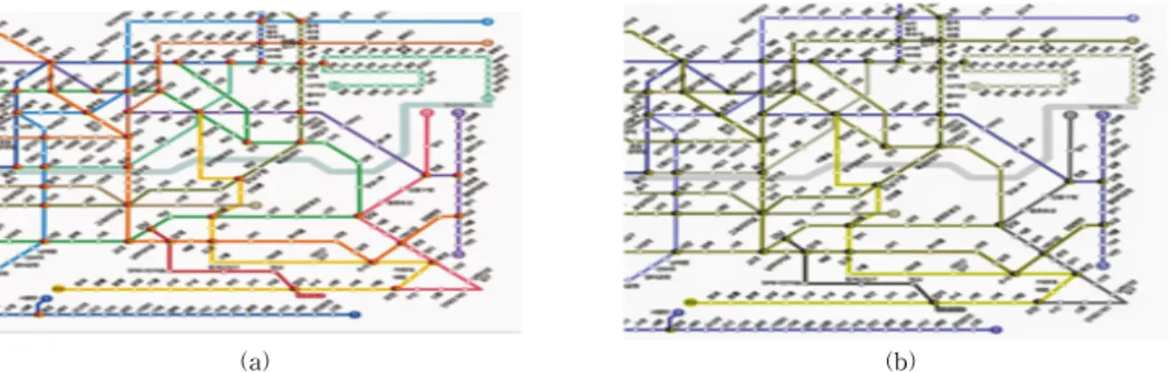 Fig. 1. Subway map seen by normal people and color vision deficiencies.