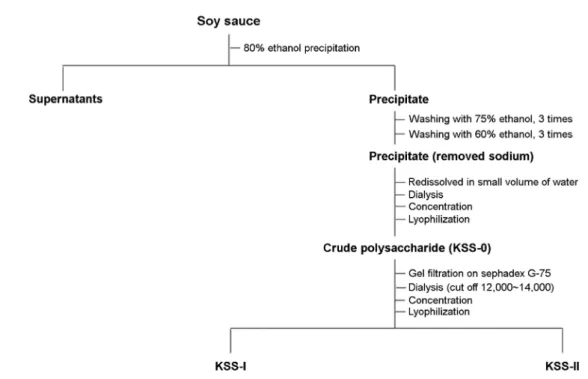 Fig. 1. Isolation and purification of  crude polysaccharide isolated from Korean-style soy sauce with a Sephadex G-75 column
