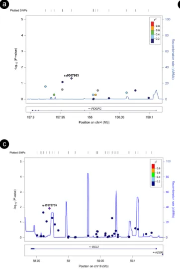 Fig.  1.  The  results  of  associations  between  PDGFC,  MARK3, BCL2 SNPs and Left ventricular hypertrophy  in KARE