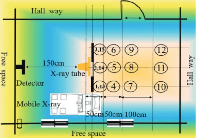 Fig. 4. Schematic drawing of dosimeter location  for measuring of radiation dose.