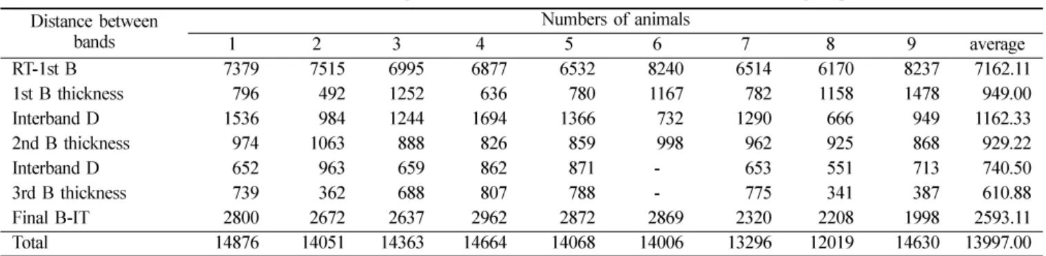 Table 1.  Measurement of the rat incisor which was given calcein 1 hour before sacrifice in the control group   ( µ m) Distance between 