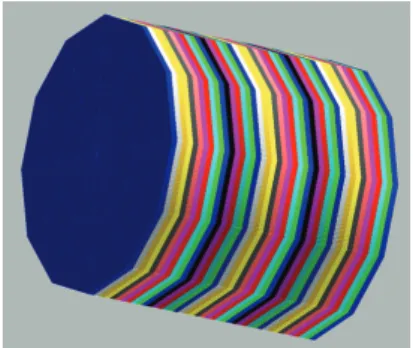 Fig. 2. Geometry of MCNP6 output for the calculation  from a 2mm thick target divided by 1mm thick.