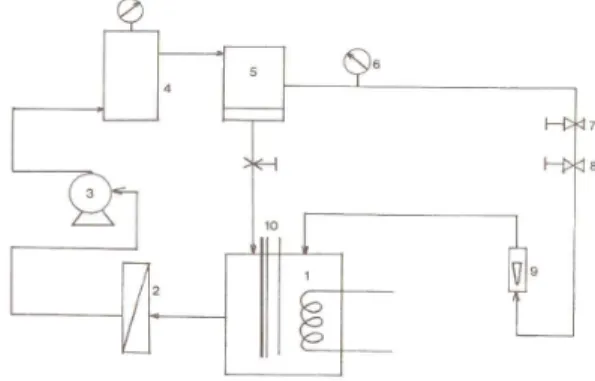 Fig.  3.  Schematic  diagram  of  filtration  experimental  system. (1.  Feed  tank,  2