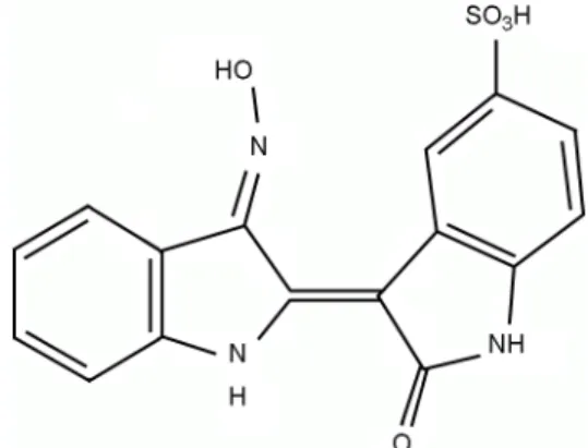 Fig. 1. The structure of indirubin-3'-monoxime-5-sulphonic acid (I3M-5S). 