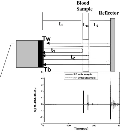 Figure 2.1 Time shift mechanism between wrap layers and reflected  signal with and without sample 