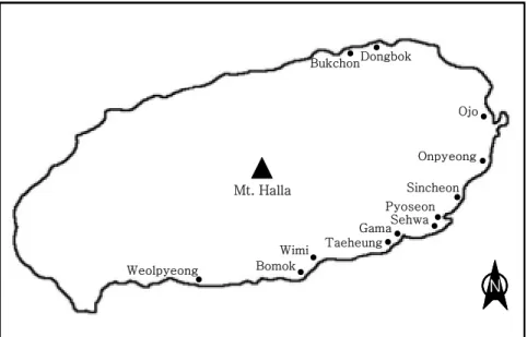 Fig.  2.  A  map  showing  the  sampling  site  along  coast  of  Jeju  island.