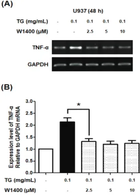 Fig. 7. RT-PCR for detection of IL-1 β  mRNA  expression in the U937 cell pretreated with iNOS  inhibitors.