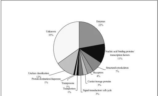 Fig.  1-2.  Classification  of  disk  abalone  digestive  gland  ESTs,  showing  the  proportions  of  transcripts  from  different  genes  according  to  their  putative  biological  role.