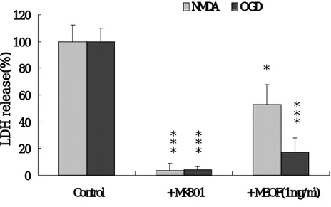 Fig.  3.  Methanol  extracts  of  Opuntia  Ficus-Indica  (1  mg/㎖)  attenuated  NMDA-,  and  OGD-induced  neurotoxicity