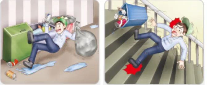 Fig. 1. Falling in real life. 추출 할 수 있는 장점이 있다 [4]. 한편 스마트폰의  센서를 사용하는 경우 신체에  24시간 부착 할 수 없 을 뿐만 아니라 특정 부착 할 수 없기 때문에 일정한  가속도 벡터 값을 얻기 힘든 문제가 있지만 특별한  장치의 구입 없이도 거의 모든 사람이 소지 하고 있 으며 , 스마트폰에 내장된 다양한 센서(GPS, 방향센 서 )혼합하여 사용할 수 있는 장점이 있다[9]