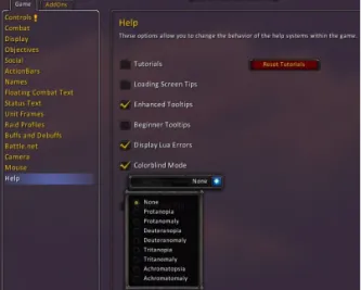 Fig. 1. Example of color blind mode appeared in world  of warcraft.사회 공학적 공격 기법 중 하나인 shoulder surfingattack[6]에 취약하며, 공격자는 이를 통해 모바일 뱅킹 사용자가 입력하는 비밀 정보를 비교적 쉽게 알아 낼 수 있다