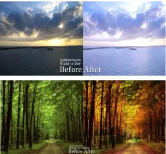 Fig. 4. The process of before and after in digital color  compensation. 4.2 영상합성 기술을 활용한‘빨간 마후라’필름복원  프로세스 ‘빨간 마후라’는 1964년도 신상옥 감독이 제작한  러닝타임  100분의 ‘빨간마후라’이다
