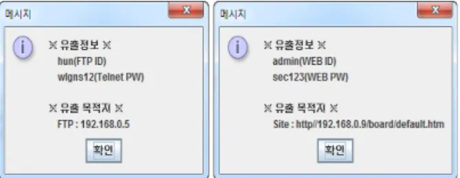 Fig. 8. Warning Message of FTP and WEB login.