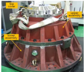 Fig. 12. Upper part of main frame being assembled to  system. 