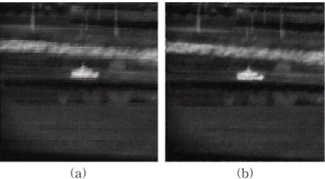 Fig. 18. Solution of image crack by motion. (a) Image  destruction  by  resolution  enhancement,  (b)  Solution of image crack.