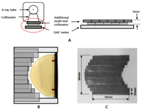 Fig.  1.  Schematic  diagram  of  experimental  setup  and  multi-leaf  collimator.