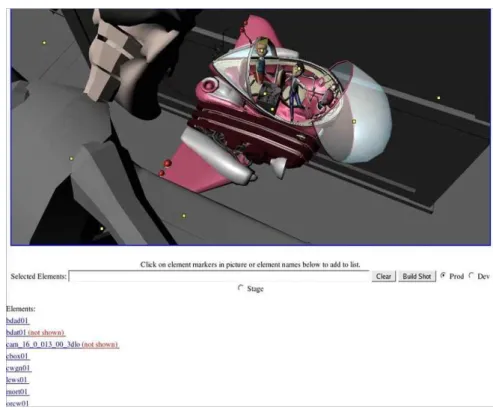 Fig. 4. Disney’s program letting users select elements needed to create new Maya shots.