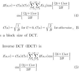 Fig. 1 show DCT 4-low frequency (0,1,2,3) and DCT 6-low frequency (0,1,2,3,4,5) coefficients
