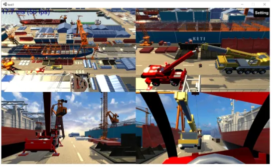 Fig.  6.  Collision  simulation  with  cranes  based  on  Unreal  engine그림 5.  Unity  기반 동기 시각화 모듈