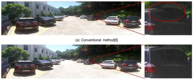 Fig.  13.  Comparison  of  conventional  method  and  proposed  method생성하는데 걸리는 시간은 471ms이었으며,  YOLACT를통해 사물 검출을 진행하고 POSM을 생성하는데 걸리는시간은 171ms이었다
