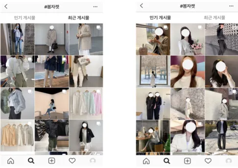 Fig. 5. Examples of searching ‘spring jacket’ from recent and popular posts on Instgram