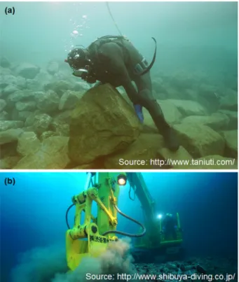 Fig. 1. Underwater operations by diver and heavy equipment  in hyperbaric environment