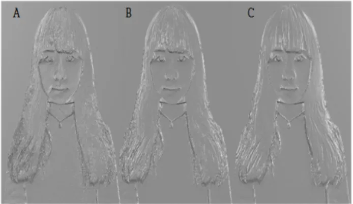 Fig.  3.  Thickness  of  the  displayed  surface  of  flat  plate  (A)  2  mm,  (B)  3  mm,  (C)  4  mm